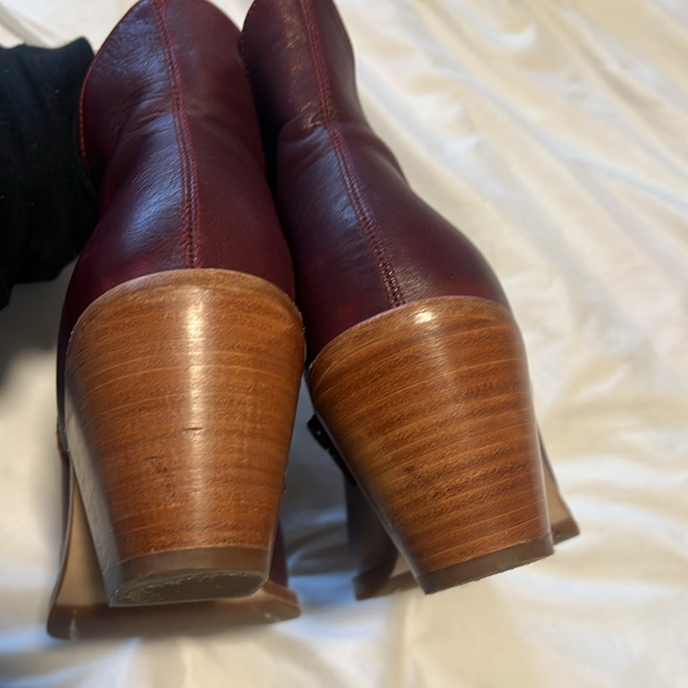 Women's Leather Ankle Boots: Poppy Barley- Rich Burgundy - Picture 6 of 6